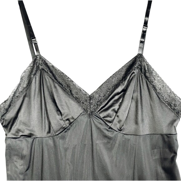 Vanity Fair Full Slip Dress Women 36 Black Lace Adjustable Straps Knee Length - Picture 2 of 7